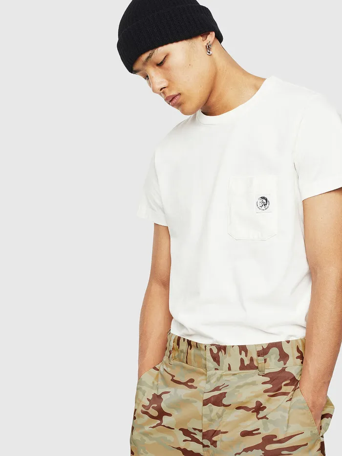 Diesel Tshirts Mens TWORKYMOHIS1 White Cheap On Sale