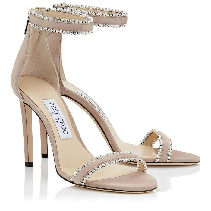Dochas 100 Ballet Pink Open Toe Sandal With Jewel Trim Ballet Pink Women JIMMY CHOO Sandals