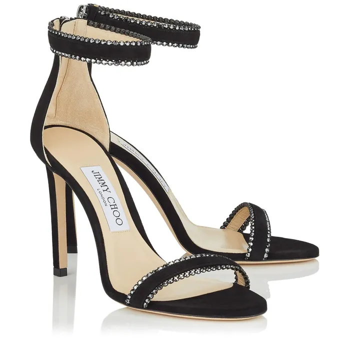 Dochas 100 Black Open Toe Sandal With Jewel Trim Black Women JIMMY CHOO Sandals
