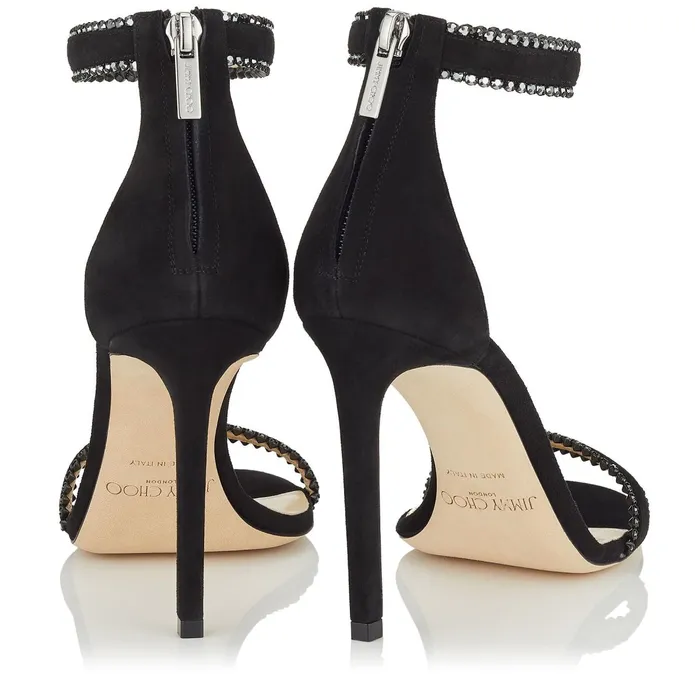 Dochas 100 Black Open Toe Sandal With Jewel Trim Black Women JIMMY CHOO Sandals