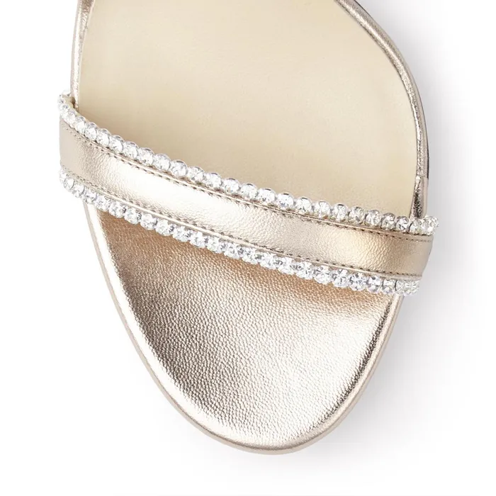 Dochas 100 Nude Metallic Leather Open Toe Sandals With Jewel Trim Nude Women JIMMY CHOO Sandals