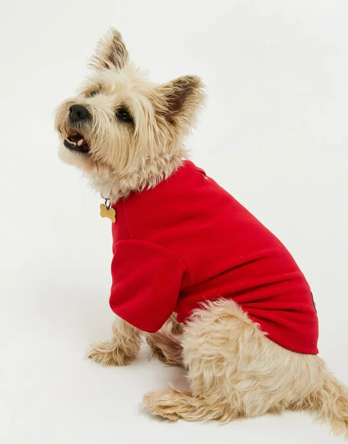 Dogs Dogs039 Red Fleece Jumper Red Threadbare Dog Jumpers