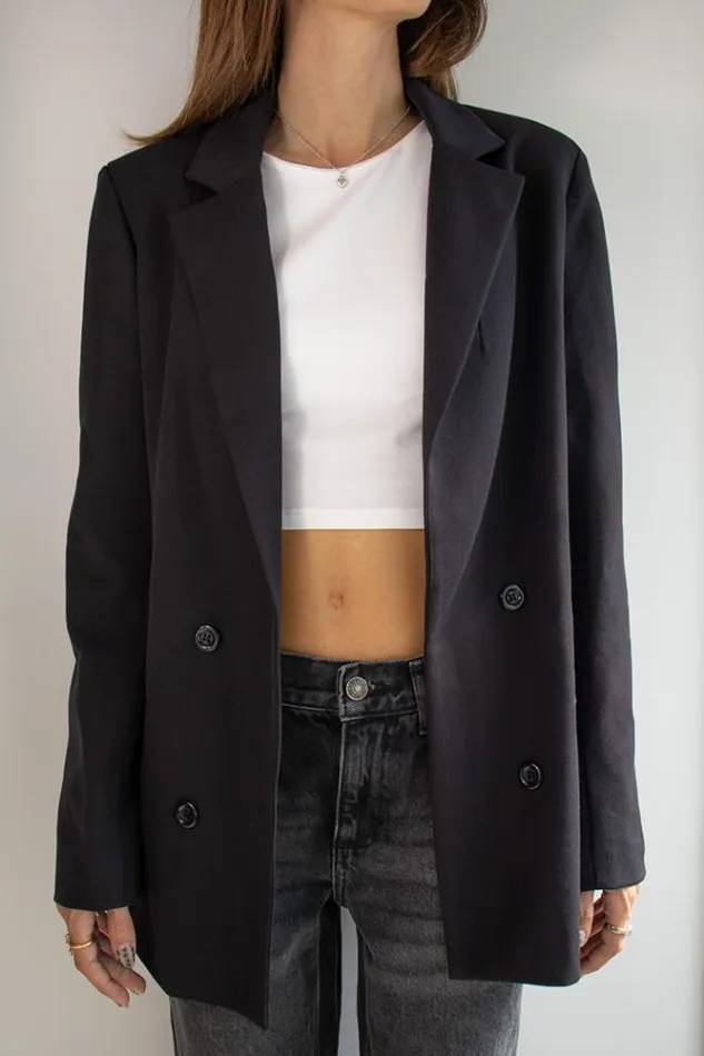 Double Breasted Blazer Jacket Women Subdued Coats and Jackets