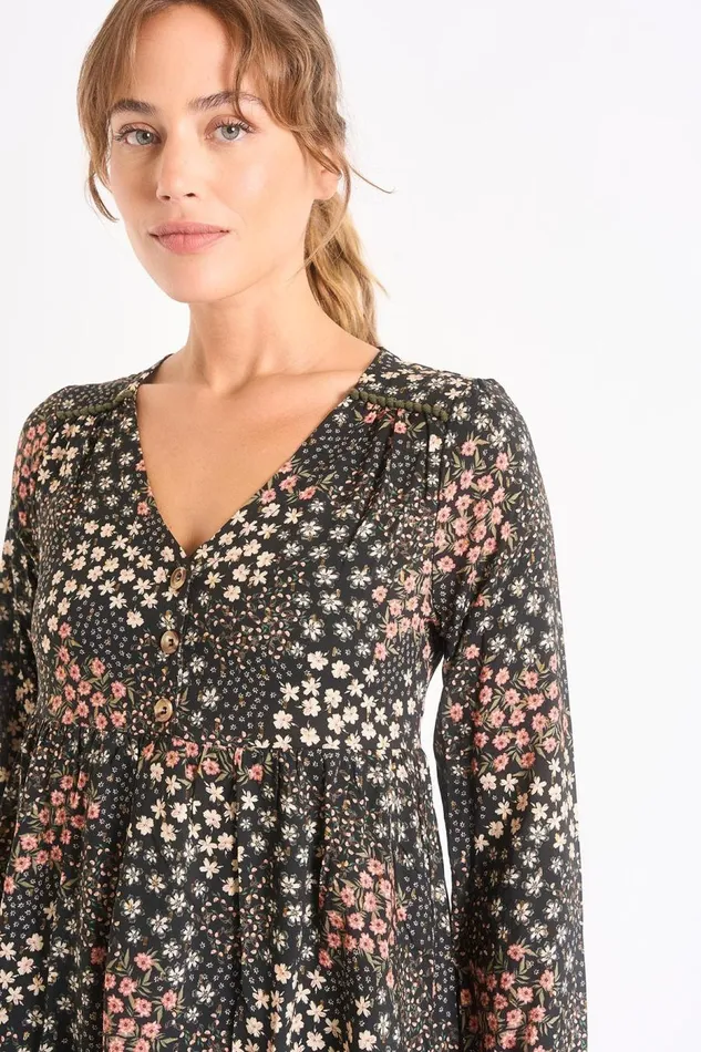 Dress Black 8211 AVELINA PRINT Black Women Banana Moon Dresses