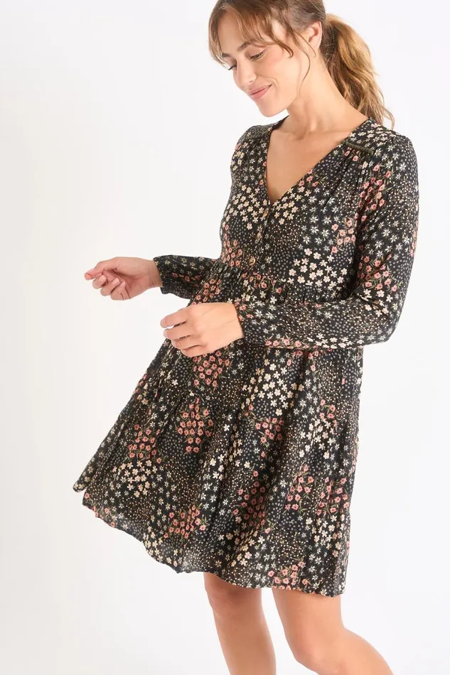 Dress Black 8211 AVELINA PRINT Black Women Banana Moon Dresses