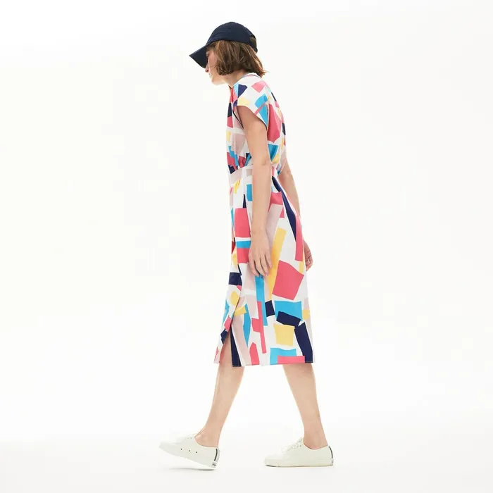 Dresses and Skirts Lacoste Womens AbstractPrint Shirtdress White Popular