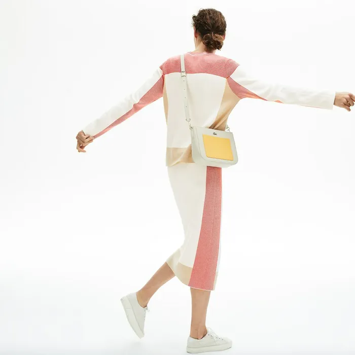 Dresses and Skirts Lacoste Womens Colorblock Pencil Skirt WhiteLight BrownRed Online