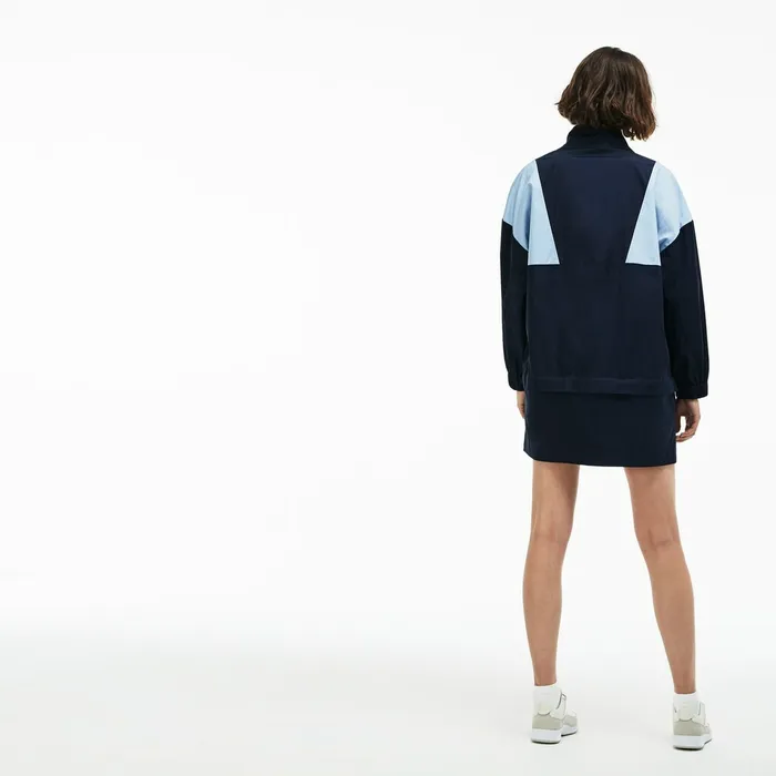 Dresses and Skirts Lacoste Womens LIVE Colorblock Cotton Poplin Sweatshirt Dress BlueLight Blue Casaul