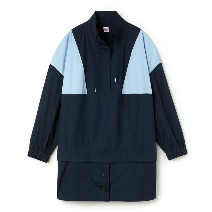 Dresses and Skirts Lacoste Womens LIVE Colorblock Cotton Poplin Sweatshirt Dress BlueLight Blue Casaul