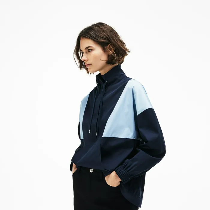 Dresses and Skirts Lacoste Womens LIVE Colorblock Cotton Poplin Sweatshirt Dress BlueLight Blue Casaul
