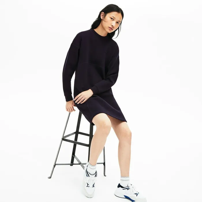 Dresses and Skirts Lacoste Womens Motion Sweatshirt Dress Navy Blue Casaul
