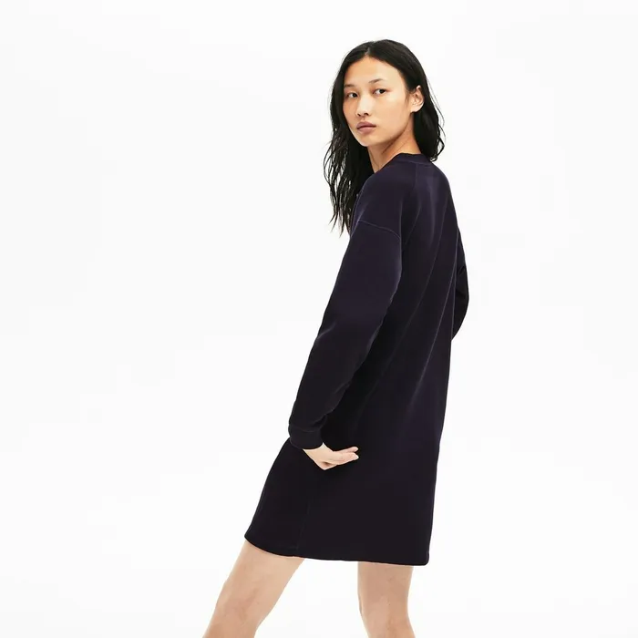 Dresses and Skirts Lacoste Womens Motion Sweatshirt Dress Navy Blue Casaul