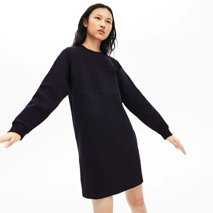 Dresses and Skirts Lacoste Womens Motion Sweatshirt Dress Navy Blue Casaul