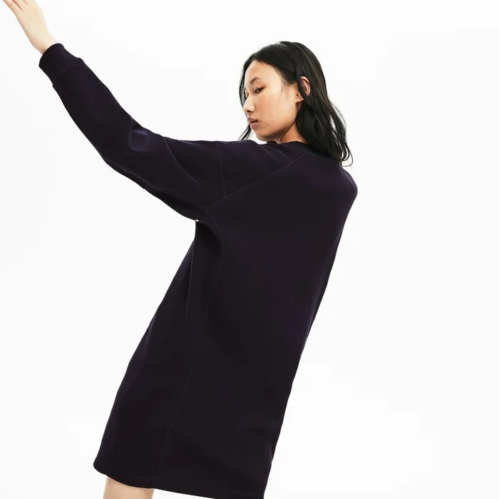 Dresses and Skirts Lacoste Womens Motion Sweatshirt Dress Navy Blue Casaul