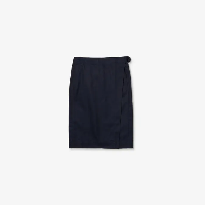 Dresses and Skirts Lacoste Womens Premium Cotton Canvas Wrapped Skirt Navy Blue USA