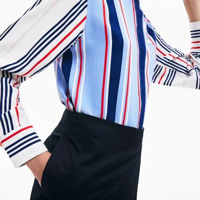 Dresses and Skirts Lacoste Womens Premium Cotton Canvas Wrapped Skirt Navy Blue USA