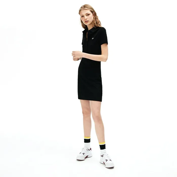 Dresses and Skirts Lacoste Womens Rainbow Script Collar Polo Dress Black Online Store