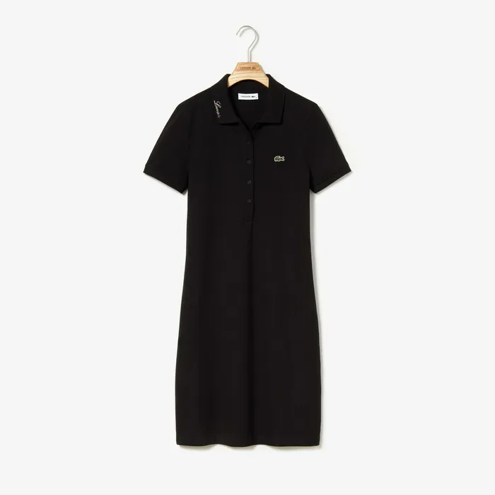 Dresses and Skirts Lacoste Womens Rainbow Script Collar Polo Dress Black Online Store