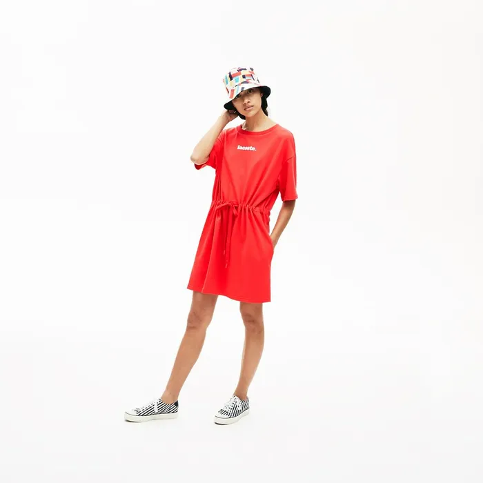 Dresses and Skirts Lacoste Womens Signature Cotton Fleece Tshirt Dress Red Cheap On Sale Dresses and Skirts Lacoste Womens Signature Cotton Fleece Tshirt Dress Red Cheap On Sale