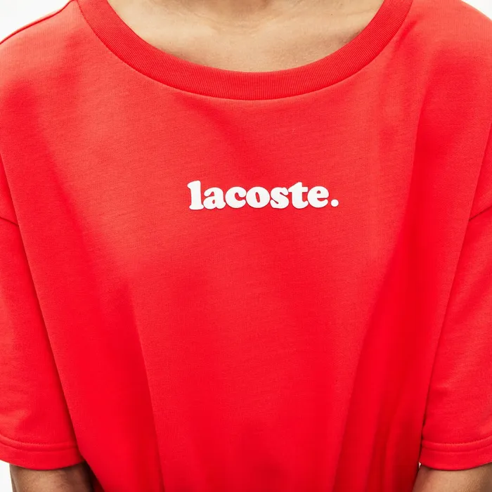 Dresses and Skirts Lacoste Womens Signature Cotton Fleece Tshirt Dress Red Cheap On Sale