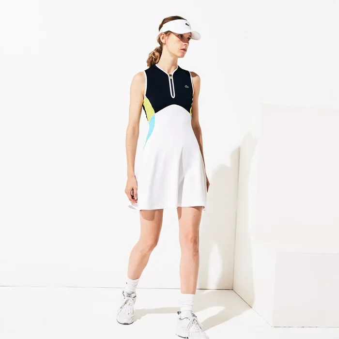 Dresses and Skirts Lacoste Womens SPORT Colorblock Stretch Jersey Dress WhiteNavy BlueTurquoiseYellow Gift 4 You Dresses and Skirts Lacoste Womens SPORT Colorblock Stretch Jersey Dress WhiteNavy BlueTurquoiseYellow Gift 4 You