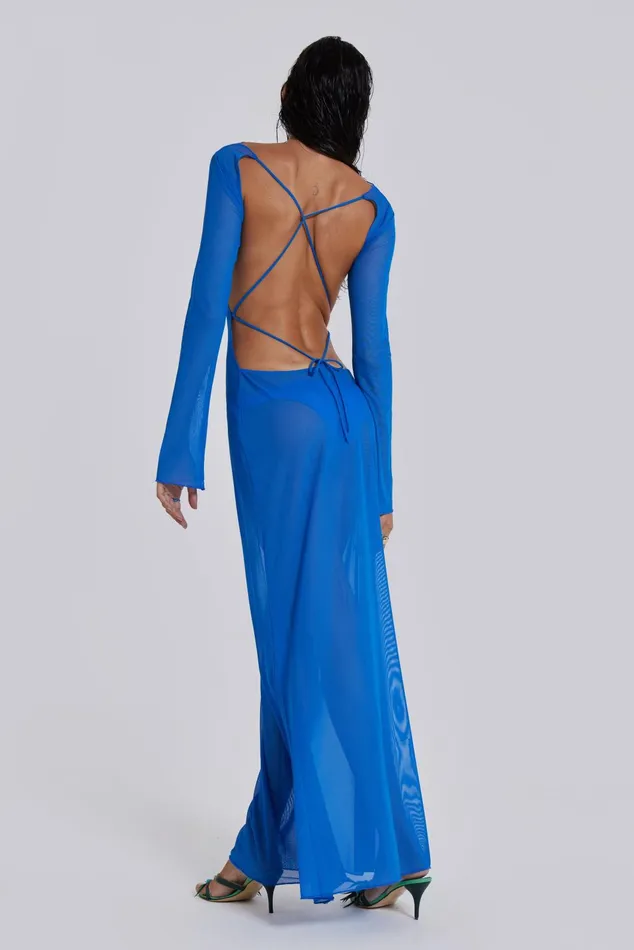 Dresses Women Jaded London Blue Sheer Maxi Beach Dress