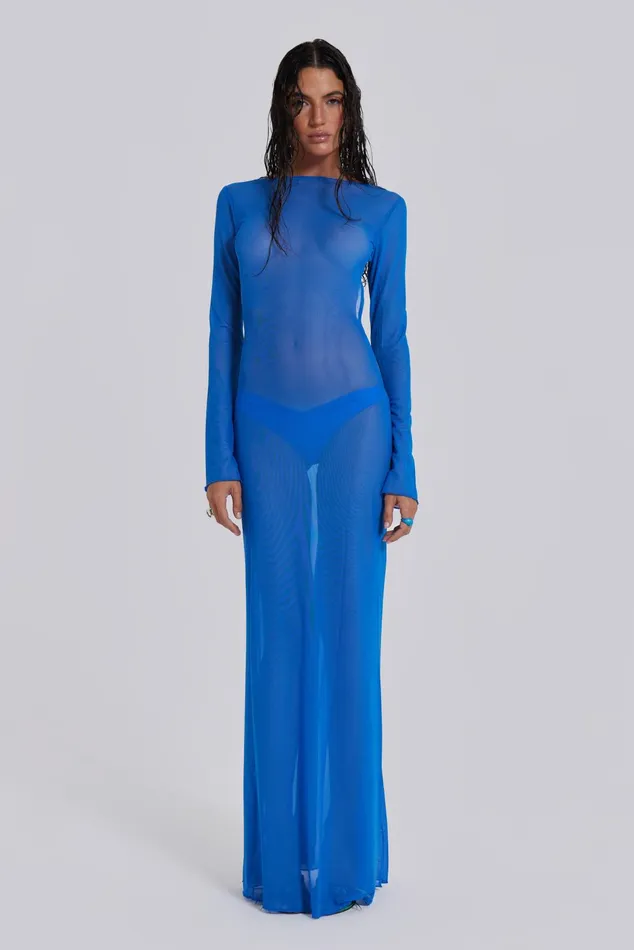 Dresses Women Jaded London Blue Sheer Maxi Beach Dress