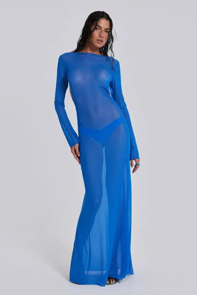 Dresses Women Jaded London Blue Sheer Maxi Beach Dress