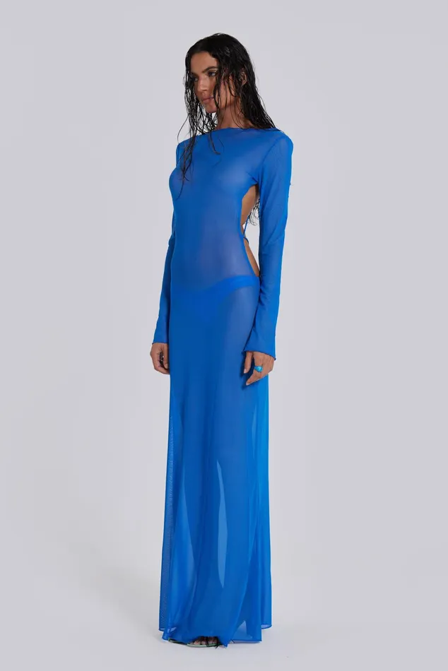 Dresses Women Jaded London Blue Sheer Maxi Beach Dress