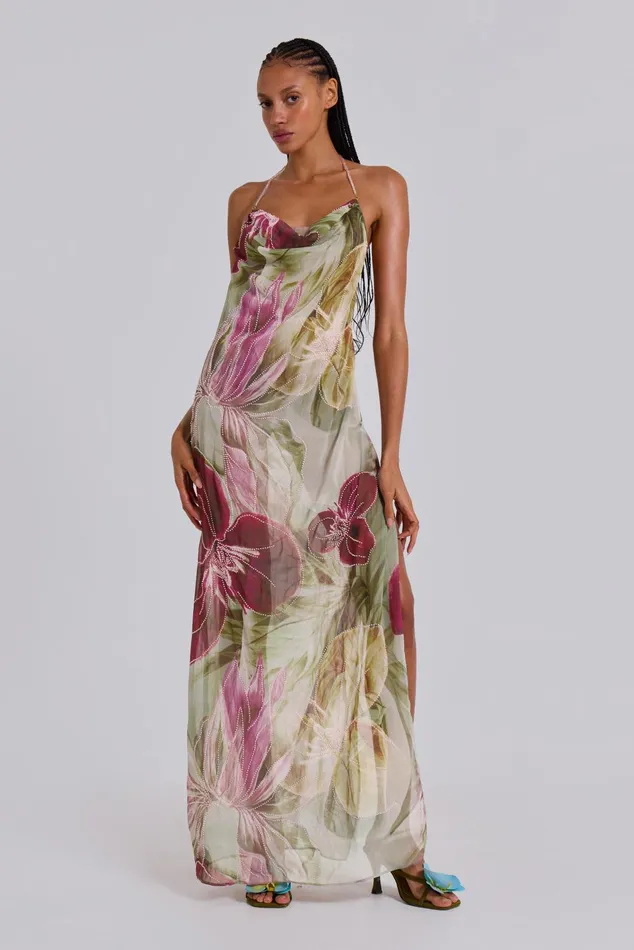 Dresses Women Jaded London Dahlia HandBeaded Backless Chiffon Maxi Dress