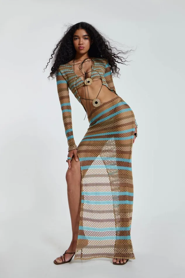 Dresses Women Jaded London Shop Allure Stripe Knitted Maxi Dress