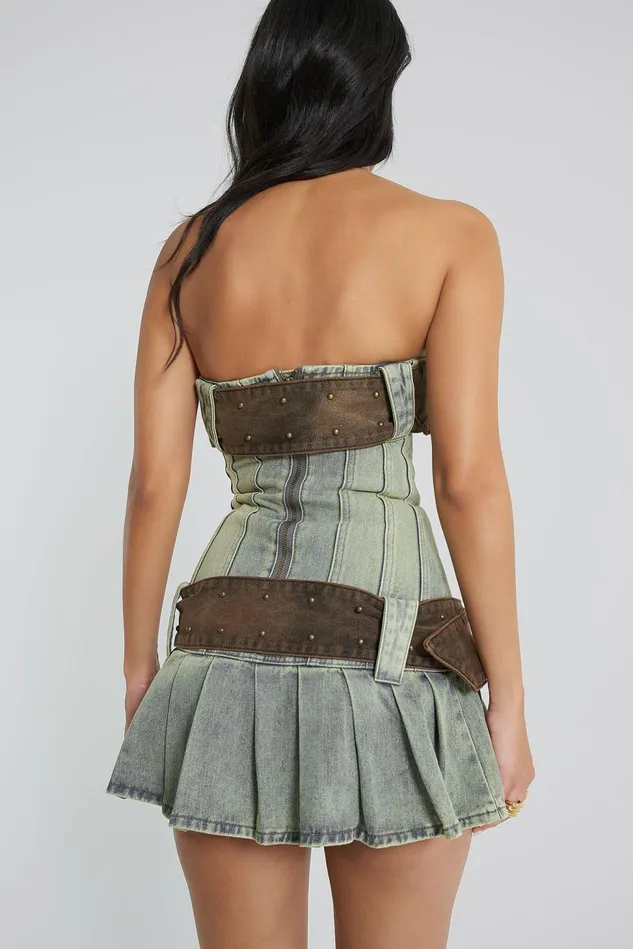 Dresses Women Jaded London Shop Chelsea Denim Kilt Mini Dress