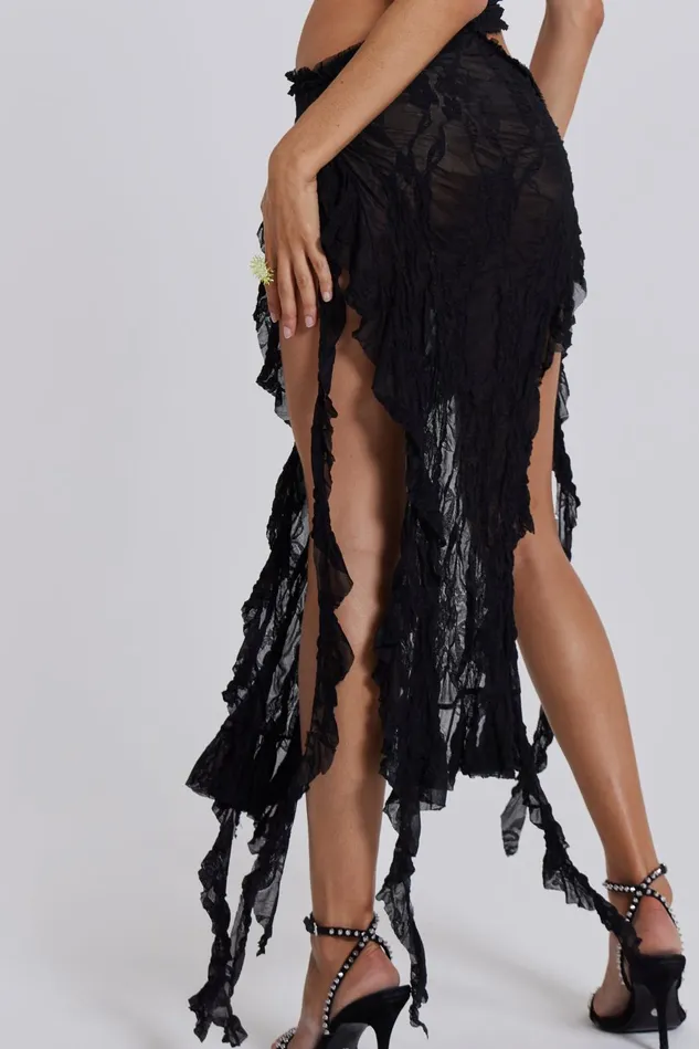 Dresses Women Jaded London Shop Gaia Scrunch Lace Midi Dress In Black