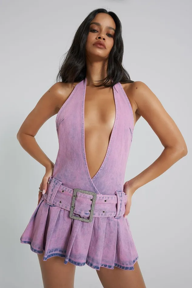 Dresses Women Jaded London Shop Malibu Plunge Denim Mini Dress