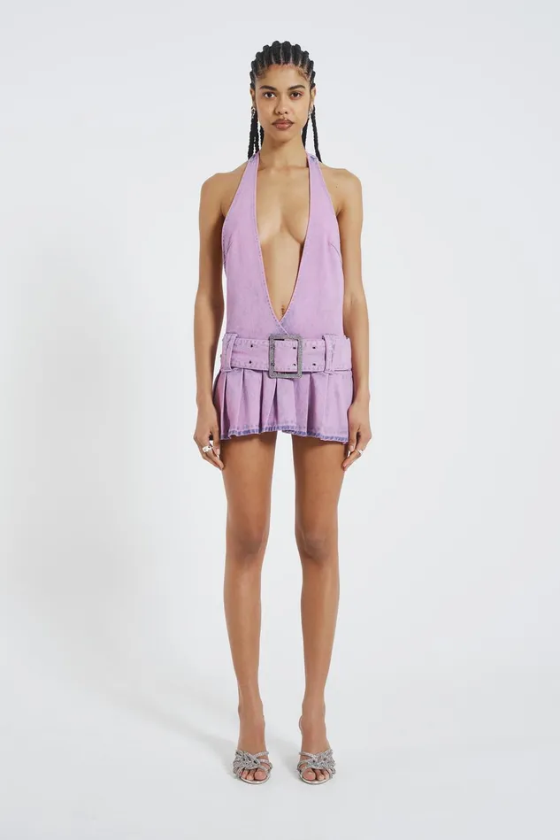 Dresses Women Jaded London Shop Malibu Plunge Denim Mini Dress