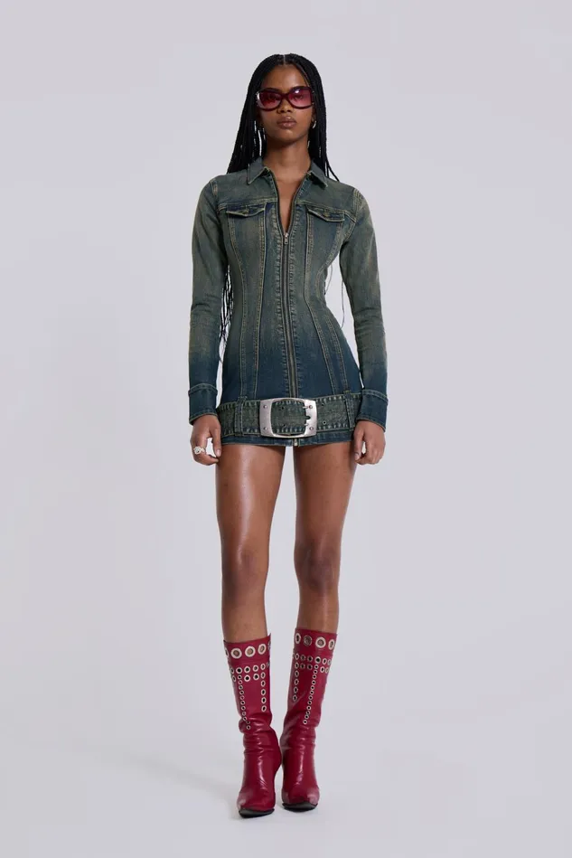 Dresses Women Jaded London Shop Steel City Denim Mini Dress
