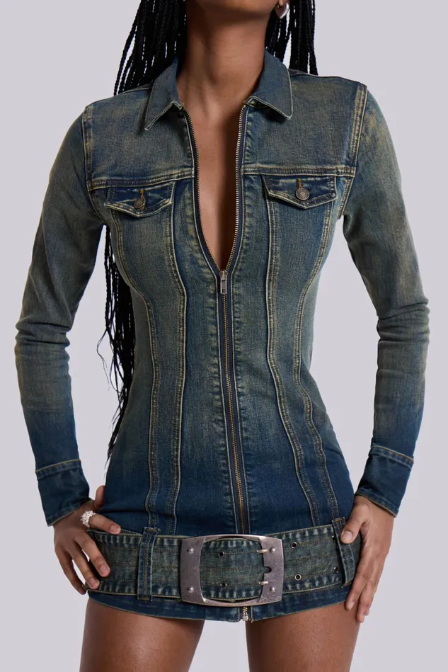 Dresses Women Jaded London Shop Steel City Denim Mini Dress