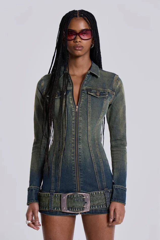 Dresses Women Jaded London Shop Steel City Denim Mini Dress