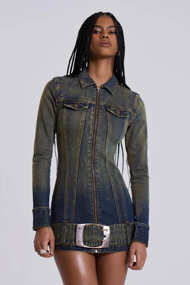 Dresses Women Jaded London Shop Steel City Denim Mini Dress