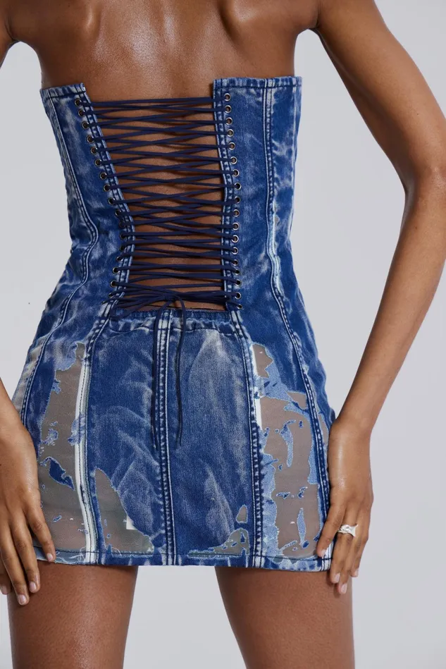 Dresses Women Jaded London Shop Zion Denim Corset Mini Dress