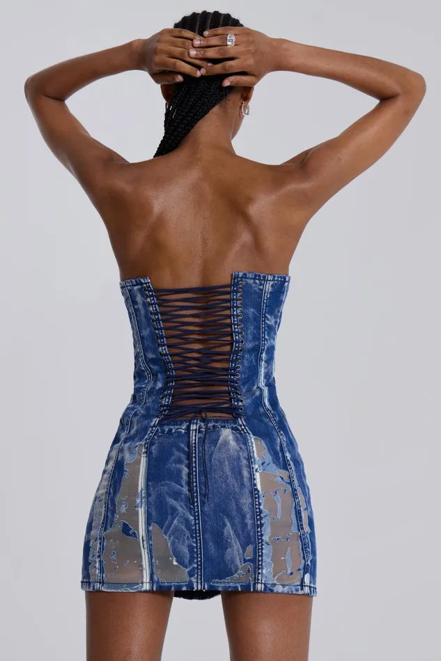 Dresses Women Jaded London Shop Zion Denim Corset Mini Dress