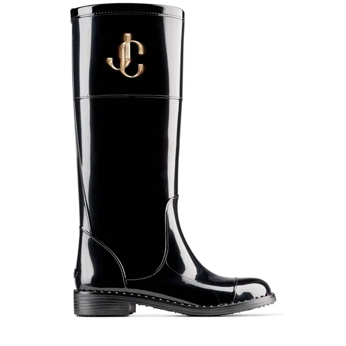 EdithJc Black Tpu Waterproof Rain Boots With Jc Emblem Black Women JIMMY CHOO Boots EdithJc Black Tpu Waterproof Rain Boots With Jc Emblem Black Women JIMMY CHOO Boots