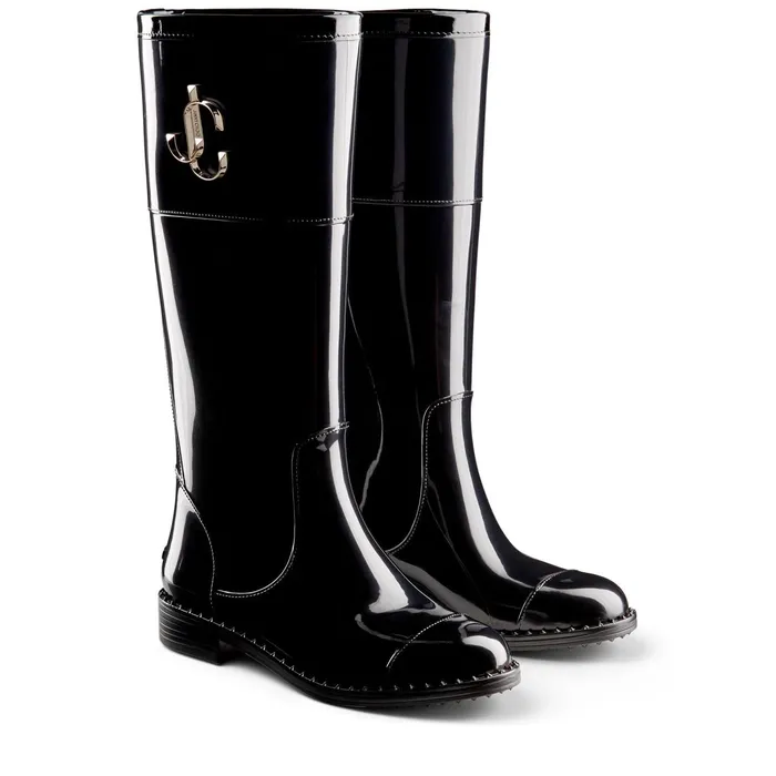 EdithJc Black Tpu Waterproof Rain Boots With Jc Emblem Black Women JIMMY CHOO Boots