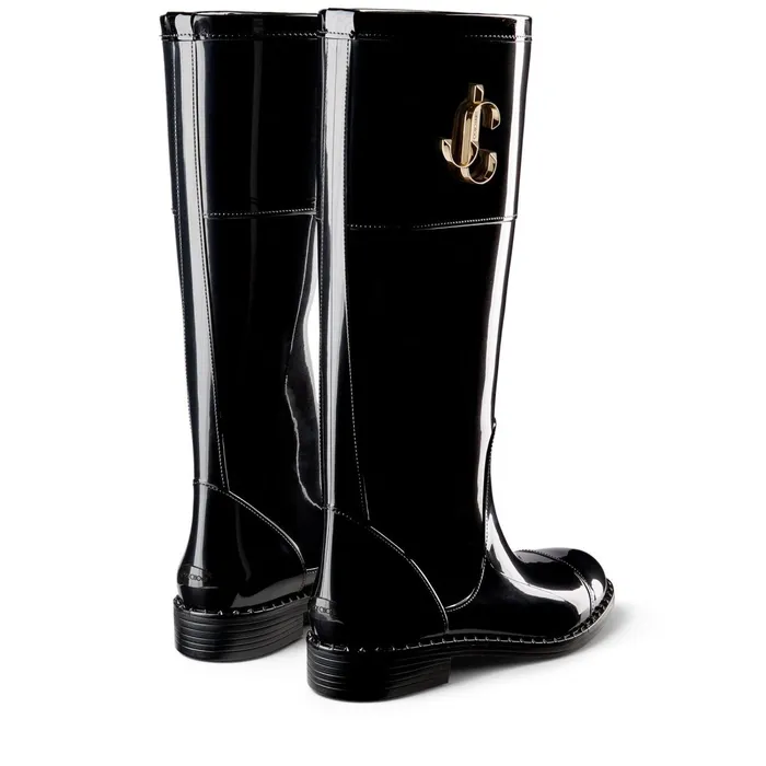 EdithJc Black Tpu Waterproof Rain Boots With Jc Emblem Black Women JIMMY CHOO Boots
