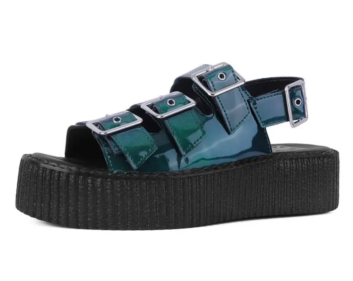 Emerald Metallic 3Buckle Mondo Sandal Women TUK Shoes Platforms