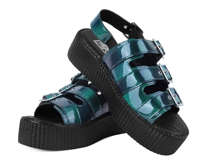 Emerald Metallic 3Buckle Mondo Sandal Women TUK Shoes Platforms Emerald Metallic 3Buckle Mondo Sandal Women TUK Shoes Platforms