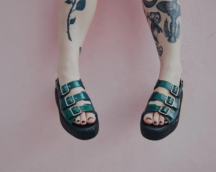 Emerald Metallic 3Buckle Mondo Sandal Women TUK Shoes Platforms Emerald Metallic 3Buckle Mondo Sandal Women TUK Shoes Platforms