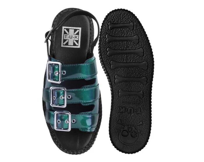 Emerald Metallic 3Buckle Mondo Sandal Women TUK Shoes Platforms Emerald Metallic 3Buckle Mondo Sandal Women TUK Shoes Platforms