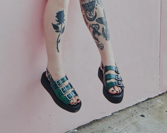 Emerald Metallic 3Buckle Mondo Sandal Women TUK Shoes Platforms Emerald Metallic 3Buckle Mondo Sandal Women TUK Shoes Platforms