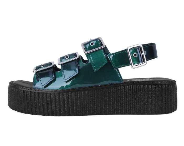 Emerald Metallic 3Buckle Mondo Sandal Women TUK Shoes Platforms Emerald Metallic 3Buckle Mondo Sandal Women TUK Shoes Platforms